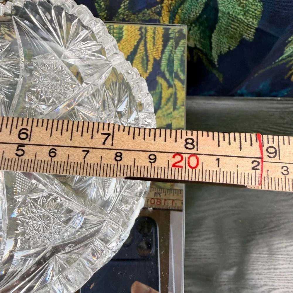 Antique American Brilliant Period Cut Glass Nappy Dish Star Pattern Sawtooth Rim